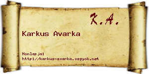 Karkus Avarka névjegykártya